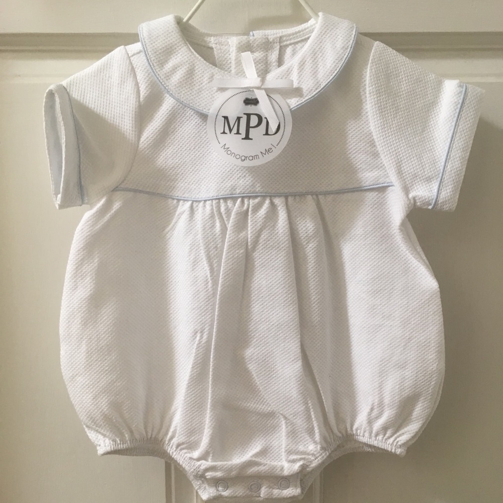 NWT Blue Trim Cottom Bubble by Mud Pie